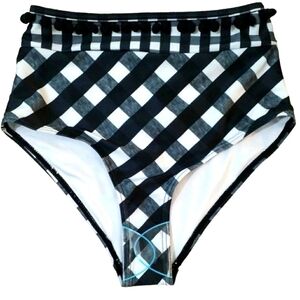 ASOS~Size 2~Black/White Boho Bikini Swim Bottom High Waist NEW.